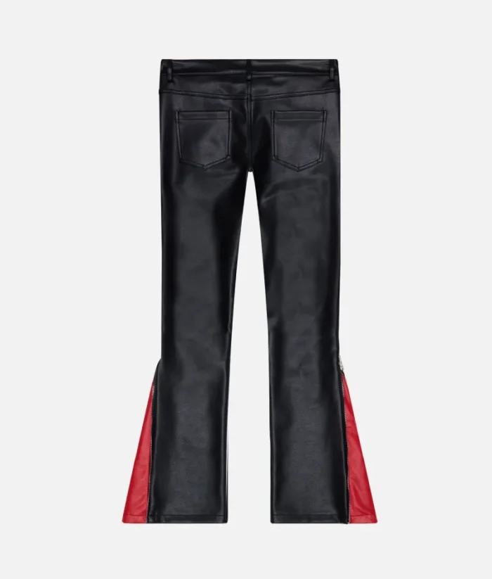 Valabasas Cerniera Black Stacked Flare Jeans Leather