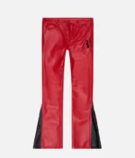 Valabasas Cerniera Red Stacked Flare Jeans Leather