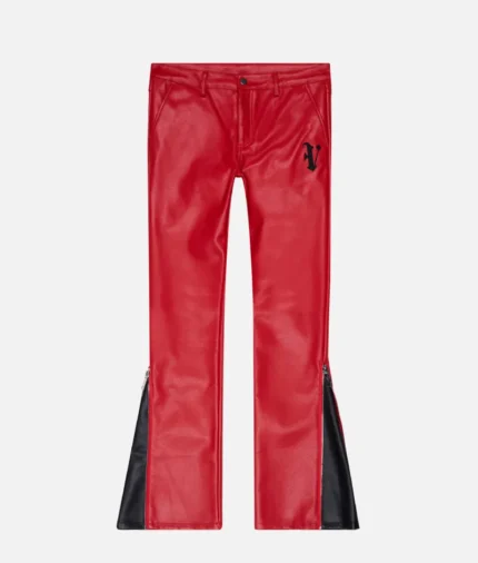 Valabasas Cerniera Red Stacked Flare Jeans Leather