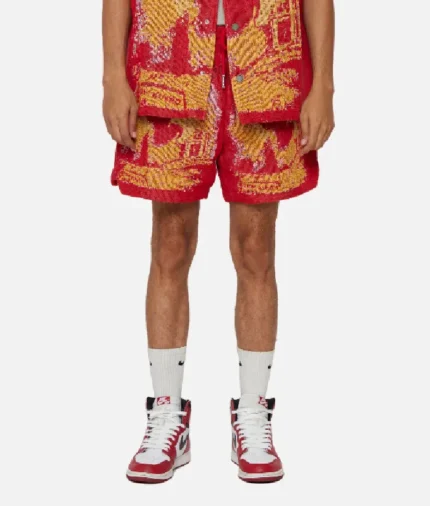 Valabasas Ghost Hands Red Tapestry Shorts